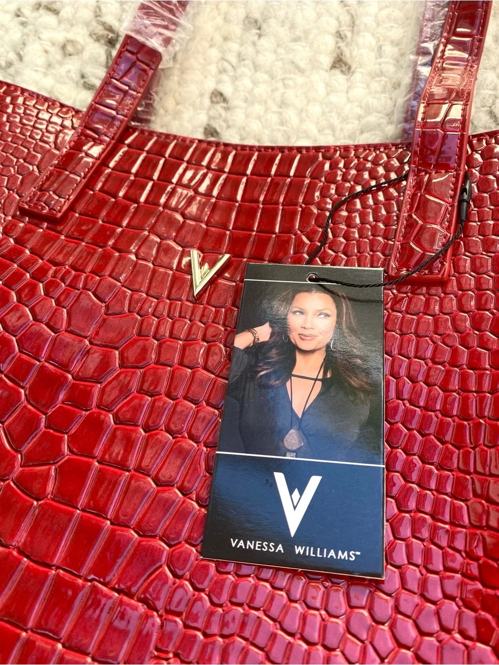 Vanessa Williams NWT Eden Red Patent Croc Tote Bag